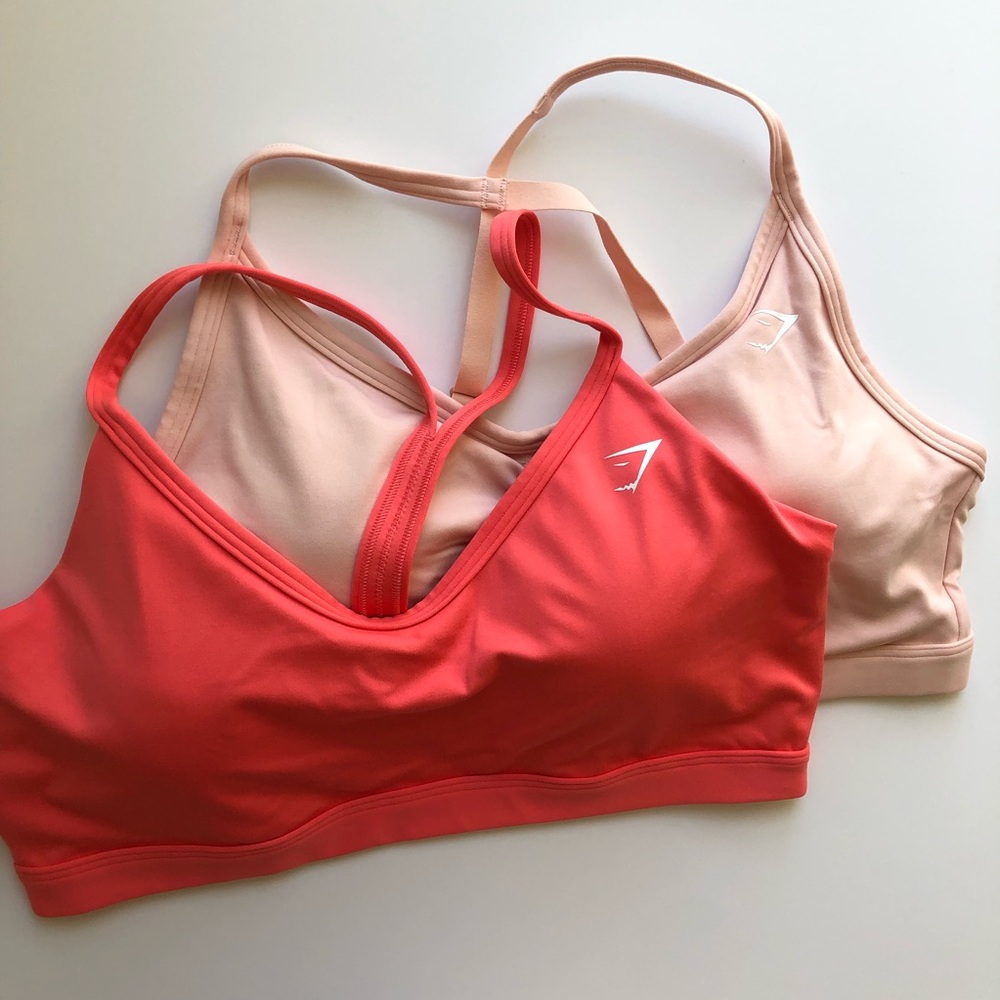 Gymshark L Training V Neck Sports Bra & Training Ruched Sports Bra Set - Picture 1 of 7